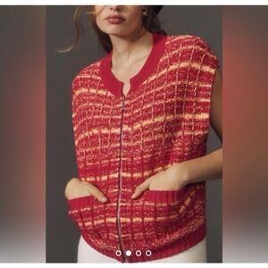 Anthropologie Maeve Tweed Sleeveless Full Zip Sweater Vest Large